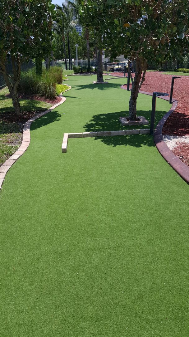 Outdoor area with artificial grass